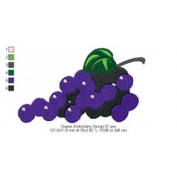 Grapes Embroidery Design 01